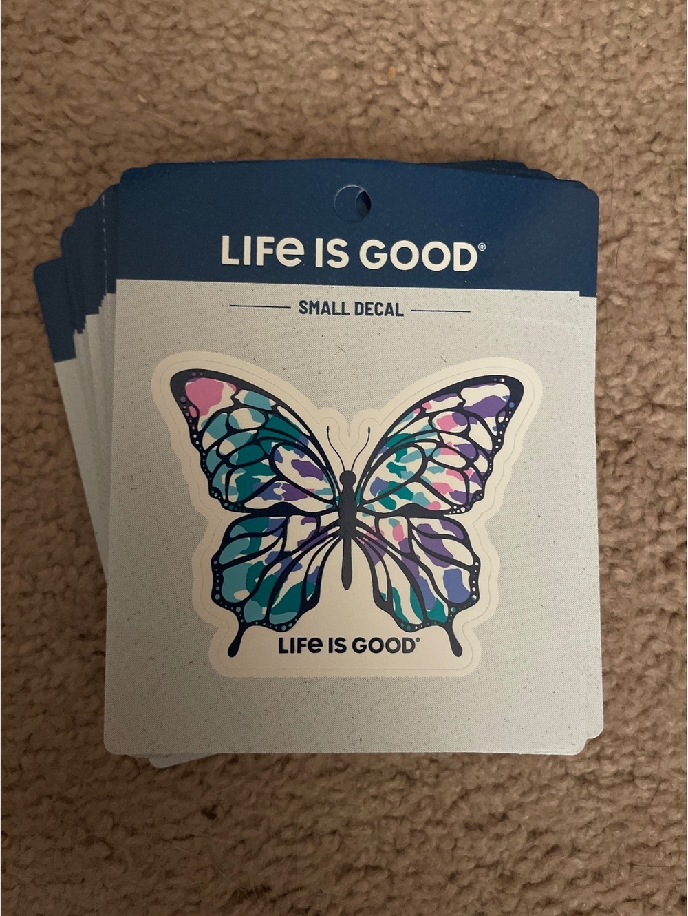 Life is Good Tie Dye Butterfly Small Decal Sticker, BUNDLE OF 20
